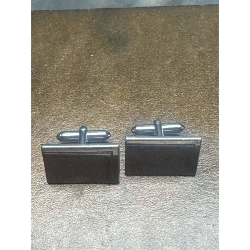MCM Cufflinks SWANK Silver Toned Square‎ Beveled Edge 3/4